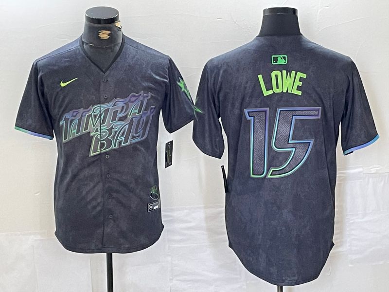 Men Tampa Bay Rays #15 Lowe Black City Edition Nike 2024 MLB Jersey style 1->tampa bay rays->MLB Jersey